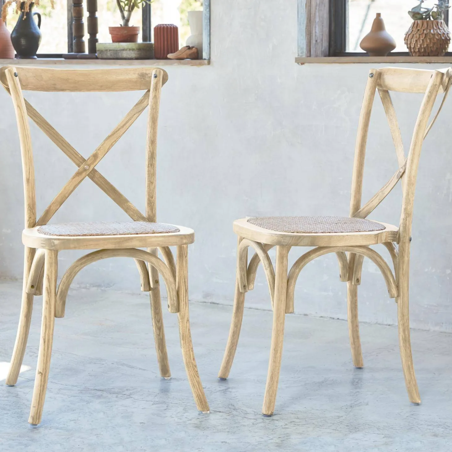2er-Set Vintage Bistrostuhl aus Holz