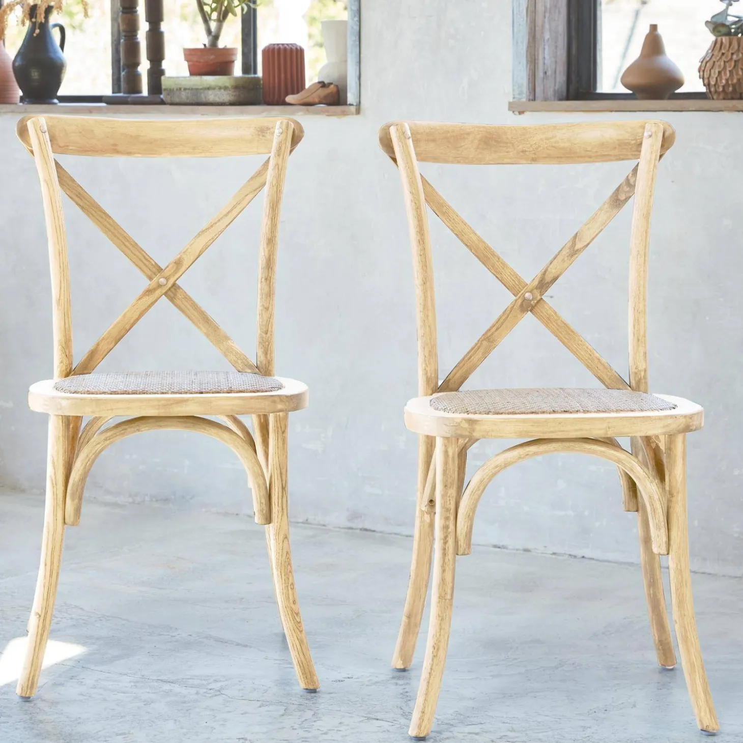 2er-Set Vintage Bistrostuhl aus Holz