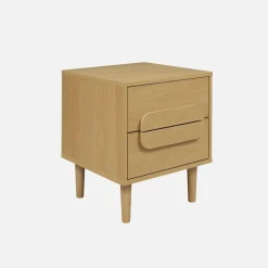 2er-Set Vintage-Nachttische im Holzlook mit 2 Schubladen