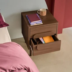 2er-Set Vintage-Nachttische im Holzlook mit 2 Schubladen