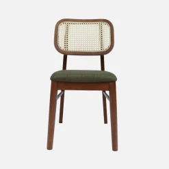 2er-Set Vintage-Stühle aus Heveaholz mit Rattan-Geflecht