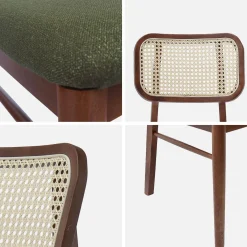2er-Set Vintage-Stühle aus Heveaholz mit Rattan-Geflecht