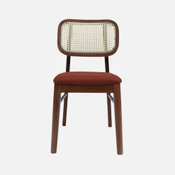 2er-Set Vintage-Stühle aus Heveaholz mit Rattan-Geflecht