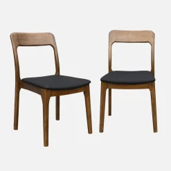2er-Set Vintage-Stühle aus Hevea-Holz mit Stoffbezug