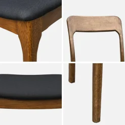 2er-Set Vintage-Stühle aus Hevea-Holz mit Stoffbezug