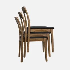 2er-Set Vintage-Stühle aus Hevea-Holz mit Stoffbezug