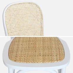 2er-Set Vintage-Stühle aus Holz und Rattan-Geflecht