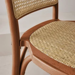 2er-Set Vintage-Stühle aus Holz und Rattan-Geflecht