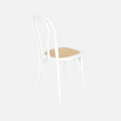 4er-Set Vintage-Stühle aus Holz und Rattan-Geflecht