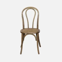4er-Set Vintage-Stühle aus Holz und Rattan-Geflecht