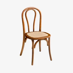 4er-Set Vintage-Stühle aus Holz und Rattan-Geflecht