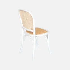 4er-Set Vintage Stühle aus Holz und Rattan-Geflecht
