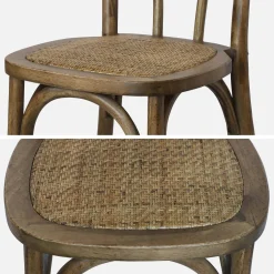 2er-Set Vintage-Stühle aus Holz und Rattan-Geflecht