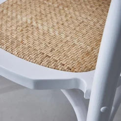 2er-Set Vintage-Stühle aus Holz und Rattan-Geflecht