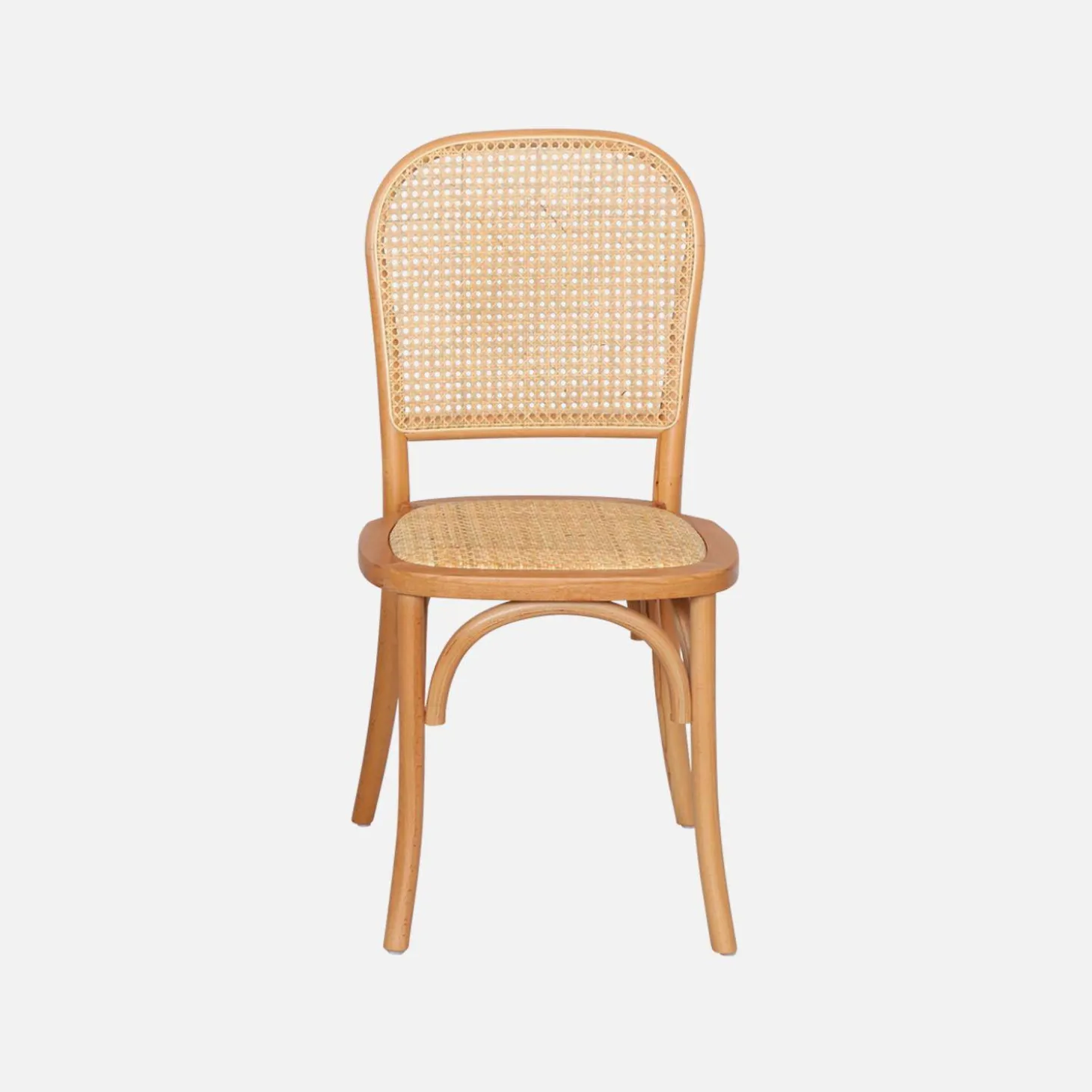 4er-Set Vintage Stühle aus Holz und Rattan-Geflecht