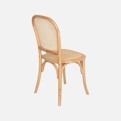 2er-Set Vintage-Stühle aus Holz und Rattan-Geflecht