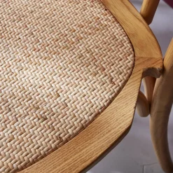 2er-Set Vintage-Stühle aus Holz und Rattan-Geflecht