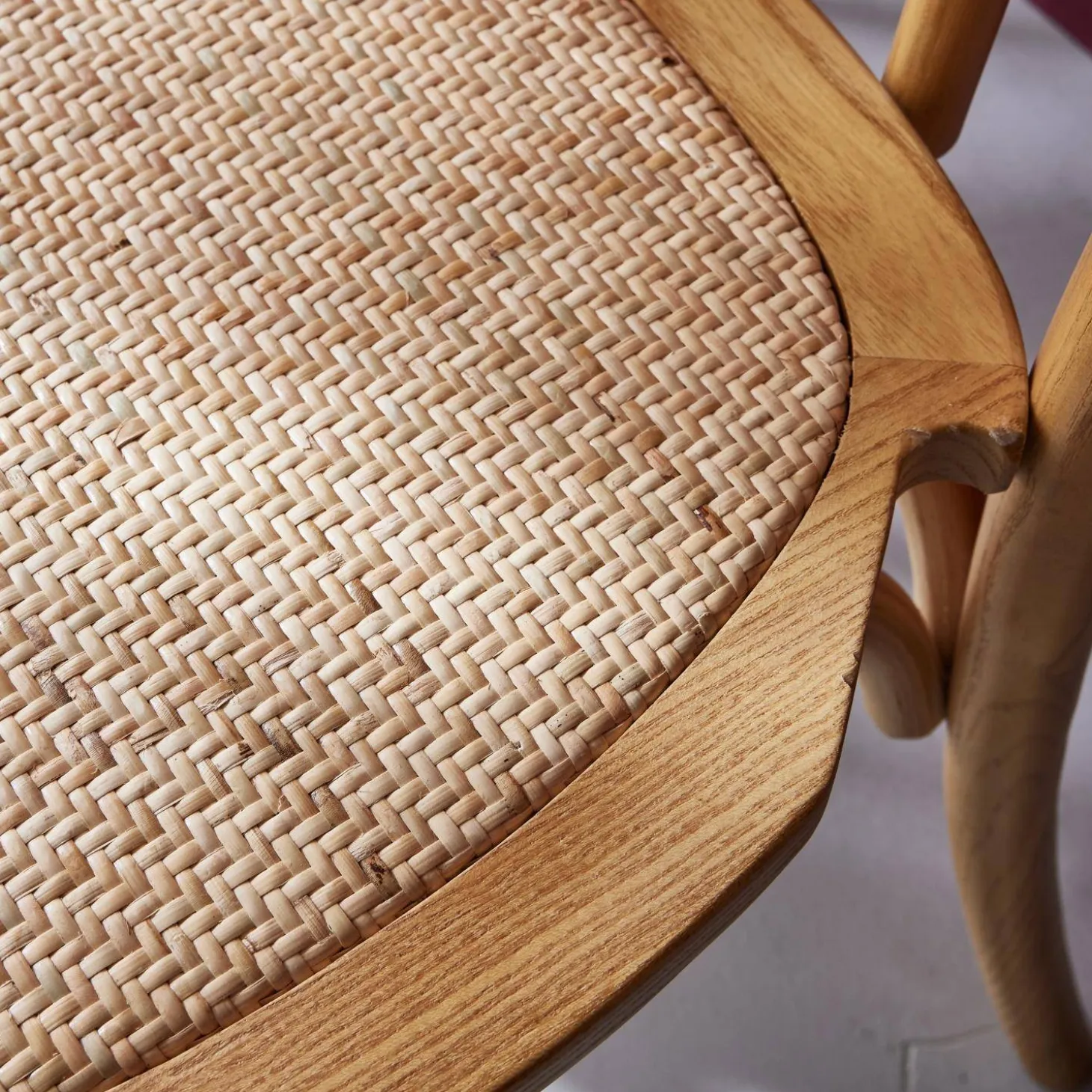 2er-Set Vintage-Stühle aus Holz und Rattan-Geflecht