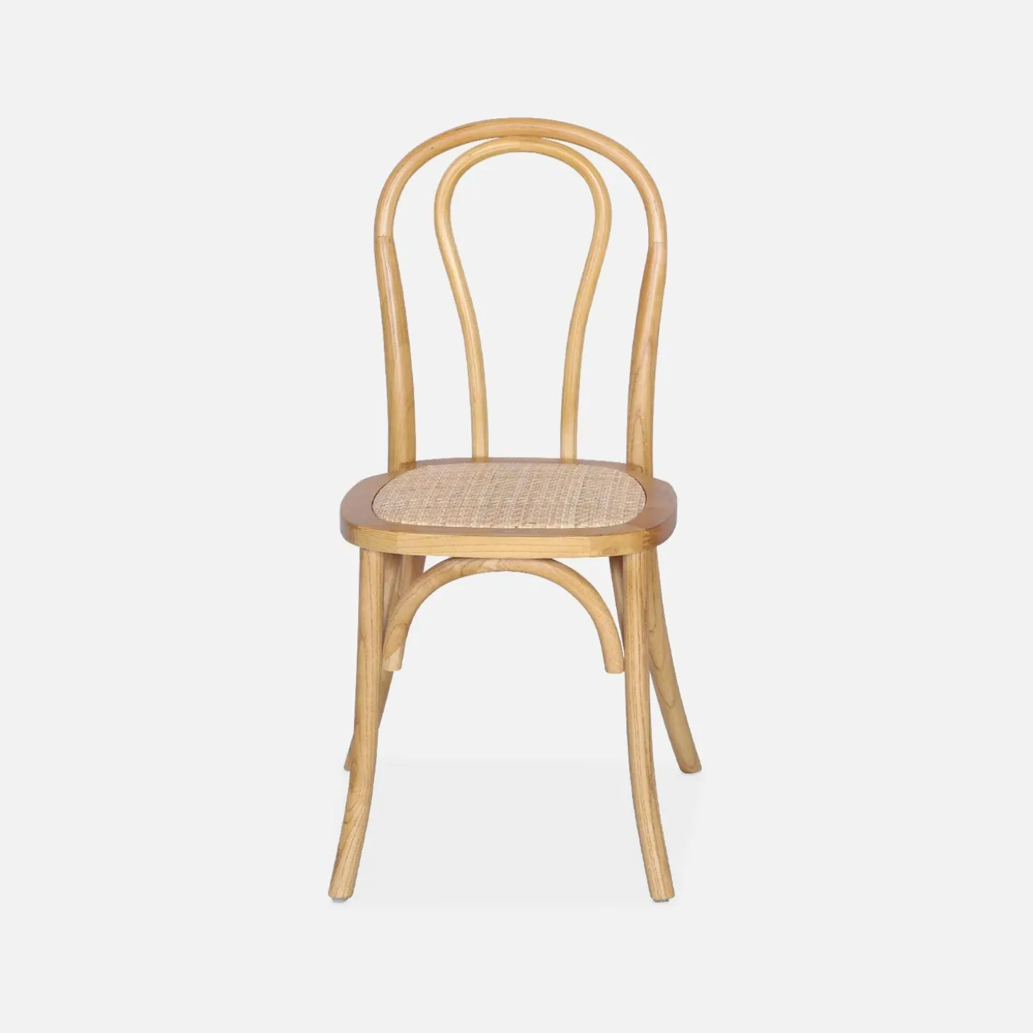 2er-Set Vintage-Stühle aus Holz und Rattan-Geflecht