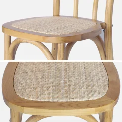 2er-Set Vintage-Stühle aus Holz und Rattan-Geflecht