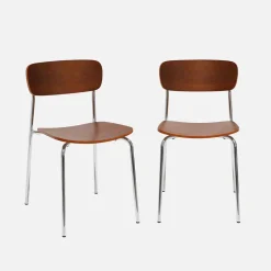 2er-Set Vintage Stühle aus Metall und Sperrholz