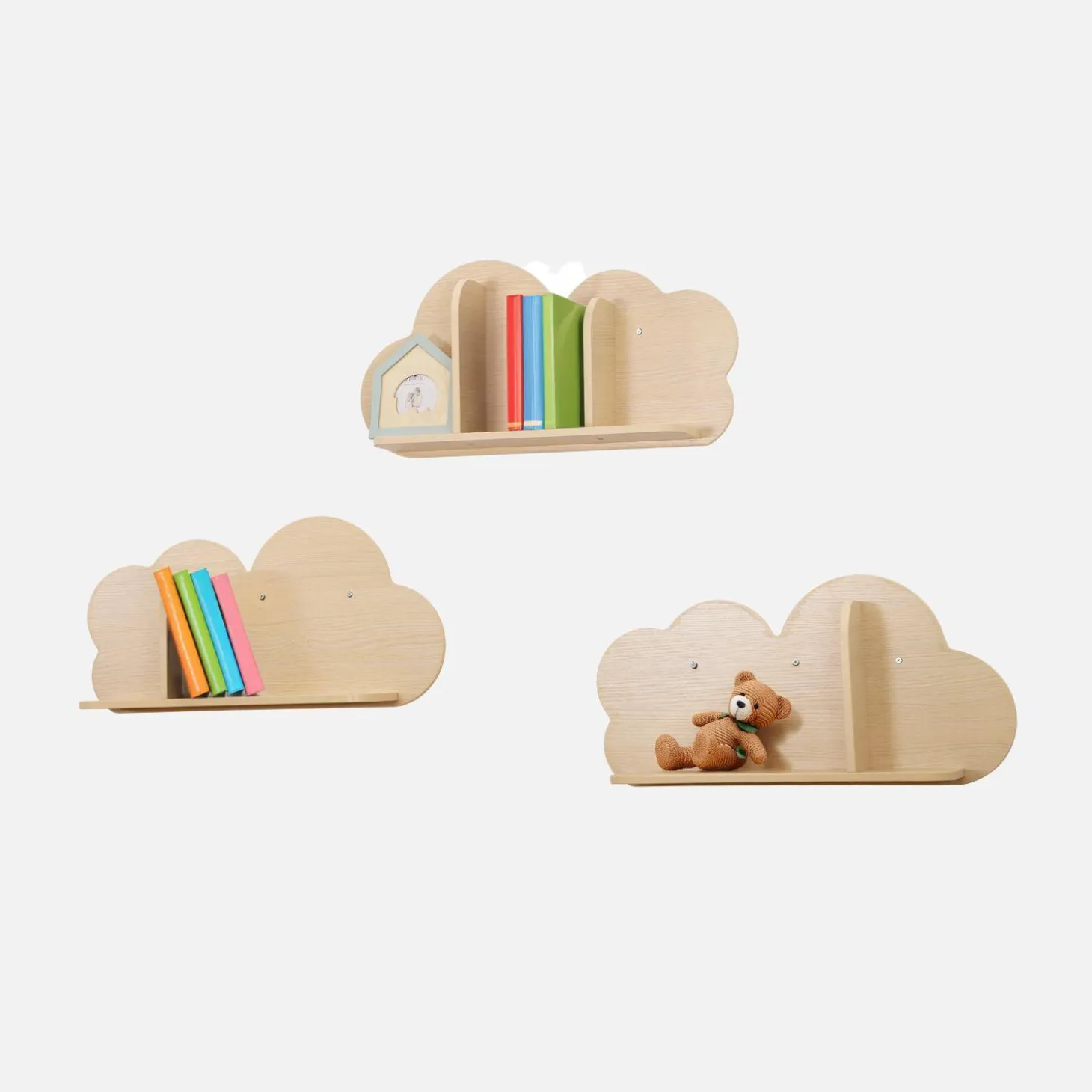 3er-Set Wandregale Wolke für Kinderzimmer