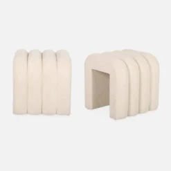 2er-Set zeitgenössische Hocker mit Stoffbezug