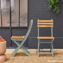 2er-Set zusammenklappbare Gartenstühle aus Akazienholz