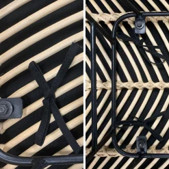 Esstisch aus Holz und Metall, 190 cm + 2 Sessel und 4 Stühle aus Rattan