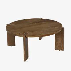 Exotischer runder Couchtisch aus Massivholz