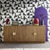 Exotisches Sideboard mit 4 Türen in Mangoholz-Optik mit Rillen 180cm