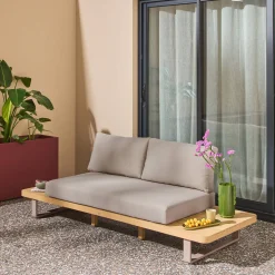 Gartenbank aus Akazienholz und Aluminium für 2 Personen