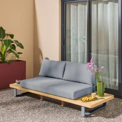 Gartenbank aus Akazienholz und Aluminium für 2 Personen