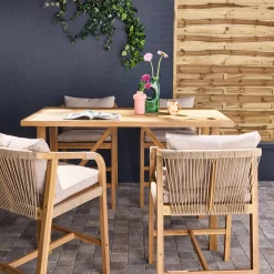 Garten-Bartisch aus Akazienholz mit 4 Stühlen
