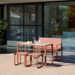 Garten-Essgruppe aus Stahl und Textilene - 4 Personen