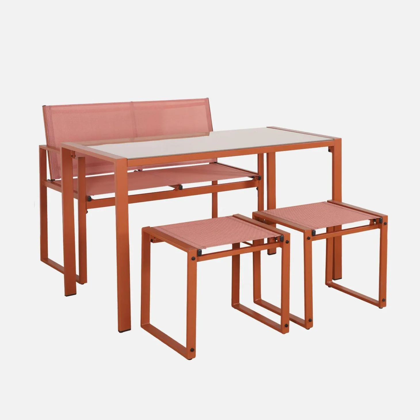 Garten-Essgruppe aus Stahl und Textilene - 4 Personen