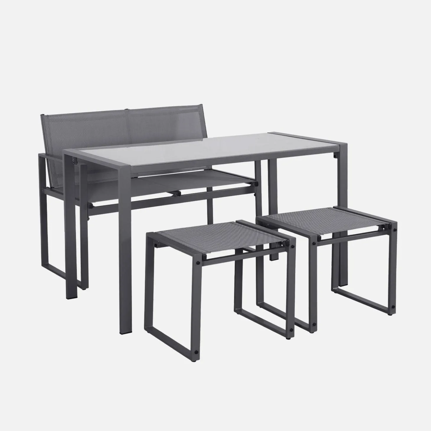 Garten-Essgruppe aus Stahl und Textilene - 4 Personen