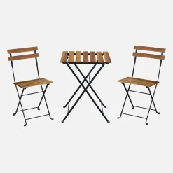 Garten-Essgruppe im Bistro-Stil, 2 Stühle, klappbar