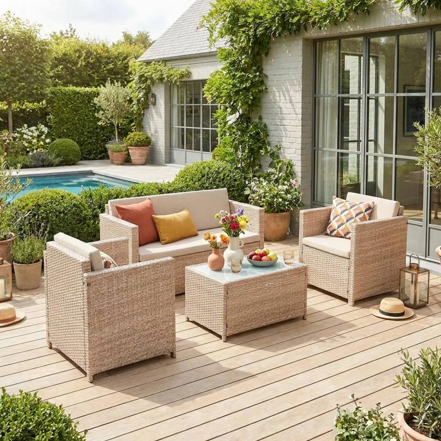 Gartengarnitur aus Polyrattan - Perugia - 4 Sitze
