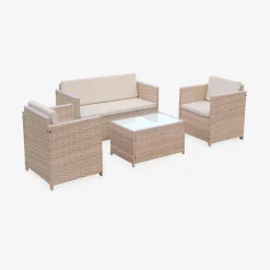 Gartengarnitur aus Polyrattan - Perugia - 4 Sitze