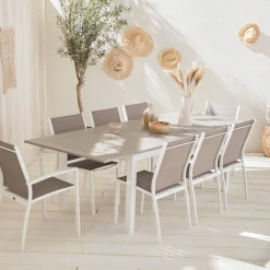 Gartengarnitur mit ausziehbarem Tisch, 8 Personen