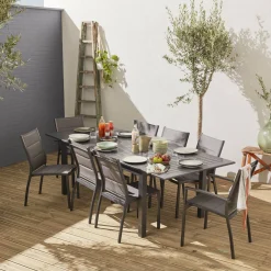 Gartengarnitur mit ausziehbarem Tisch, 8 Personen