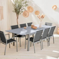 Gartengarnitur mit ausziehbarem Tisch, 8 Personen