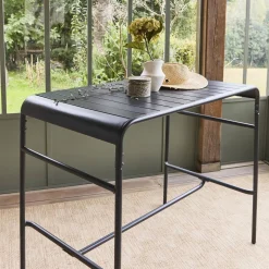 Garten-Hochtisch aus Stahl 4 Personen 120 x 70cm x 95 cm