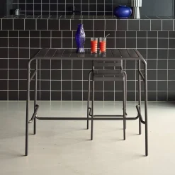 Garten-Hochtisch aus Stahl 4 Personen 120 x 70cm x 95 cm