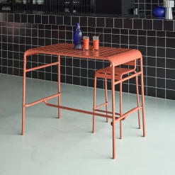 Garten-Hochtisch aus Stahl 4 Personen 120 x 70cm x 95 cm