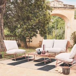 Gartenlounge aus Stahl und Textilene für 4 Personen