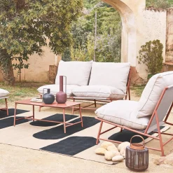 Gartenlounge aus Stahl und Textilene für 4 Personen