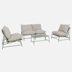 Gartenlounge aus Stahl und Textilene für 4 Personen