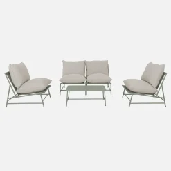 Gartenlounge aus Stahl und Textilene für 4 Personen